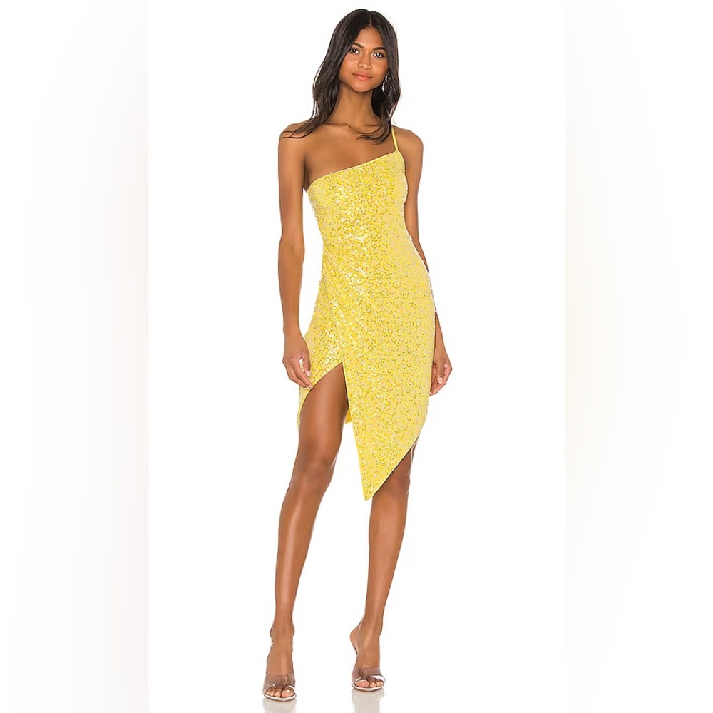 h:ours Sparkling Yellow Strapless Mini Dress